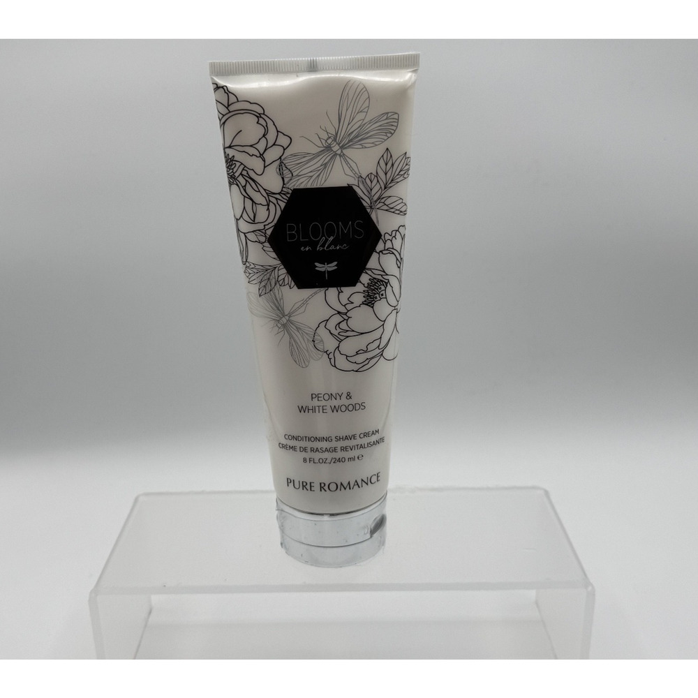 Pure Romance Blooms en Blanc Conditioning Shave Cream, Peony & White Woods, 8oz
